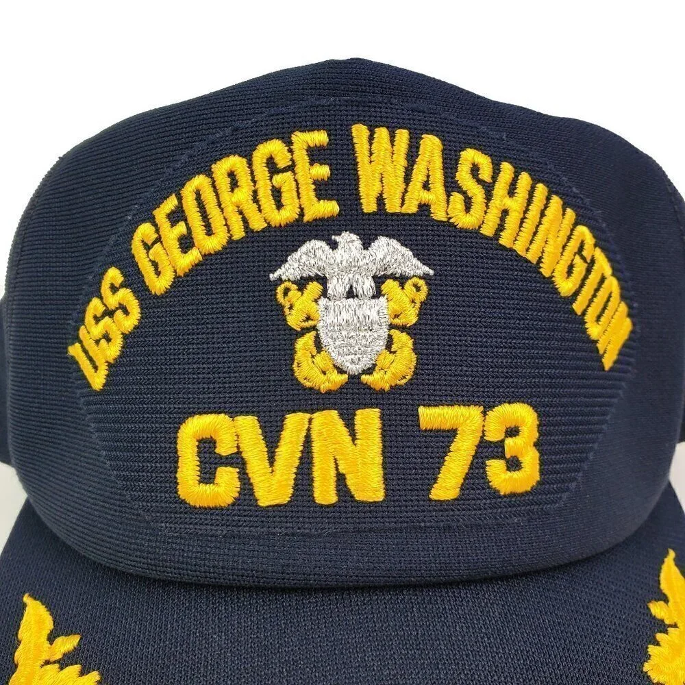 USS George Washington CVN 73 Vintage Snapback Hat USA Navy Gold Leaf CAP-10